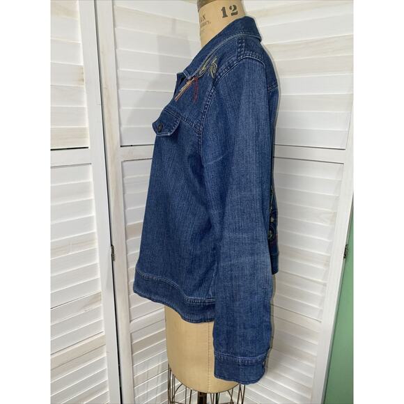 Marsh Landing Women’s Jean Jacket Denim Embroidery Sequins Beading Size Large - Picture 5 of 8